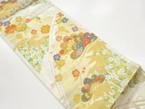 橋に松竹・花々模様織出し袋帯